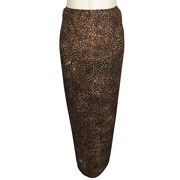 Caron Joy Vintage Leopard Print Tie Waist Chiffon Maxi Skirt Size Small-Medium - Picture 6 of 7